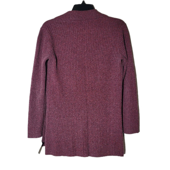 NWOT Eileen Fisher Women's Silk Long Sleeves Open Front Cardigan Burgundy PP - Picture 3 of 10